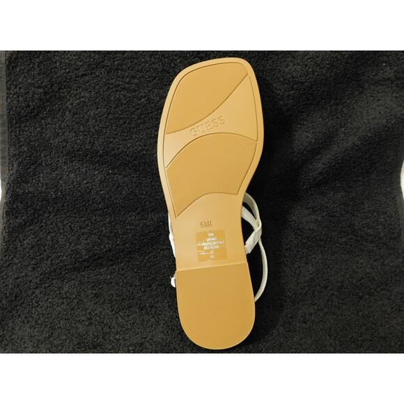 W609 Guess White Faux Leather Rainey T-Strap Sandals - Size 6.5 M - Picture 5 of 5